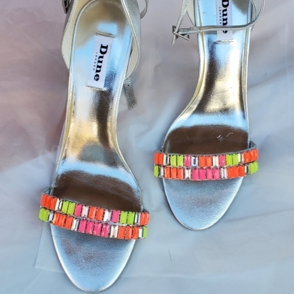 Dune Gladiator Neon Ankle Strap foil sandals 10‎ NWD - Picture 2 of 12